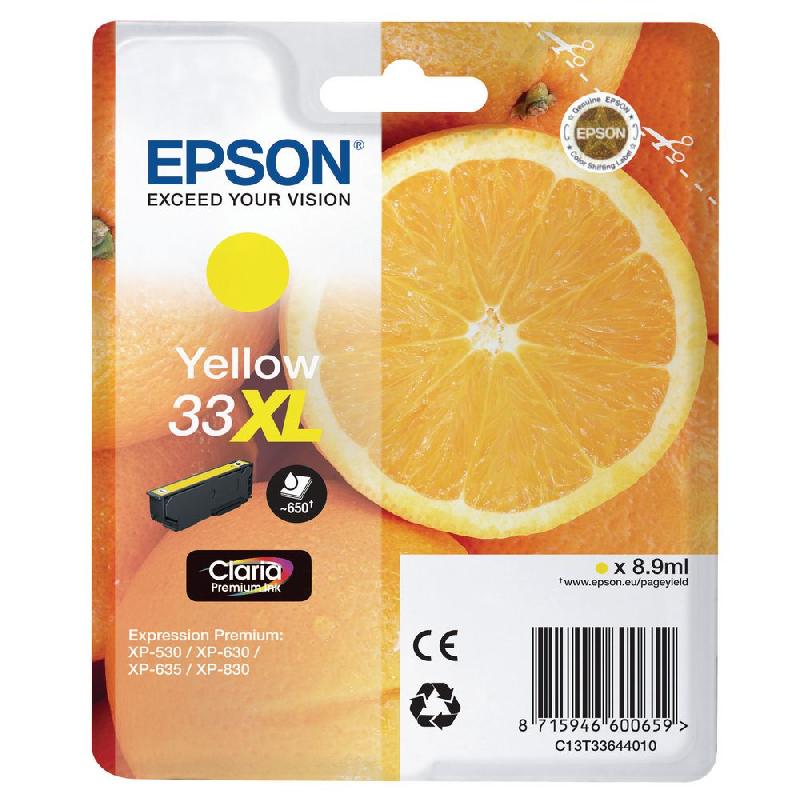 EPSON CARTOUCHE D'ENCRE ORANGE 33XL J (C13T33644010) - CLARIA PREMIUM - GRANDE CAPACITÉ - COULEUR: JAUNE