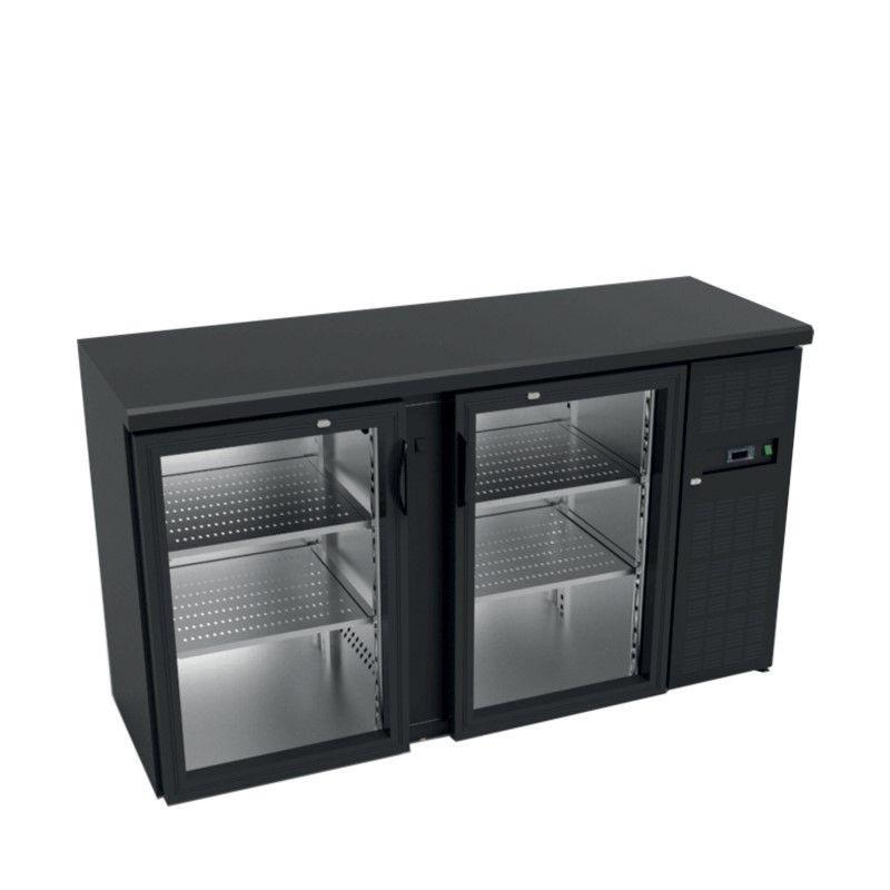 FUR01ARR01 - Arrière-bar portes vitrées noir avec éclairage LED - Furnotel_0