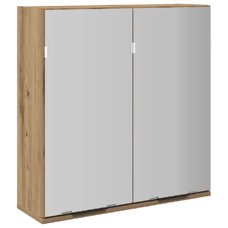 Helloshop26 - Armoire à miroir moderne salle de bain 64 x 20 x 66 cm avec grand espace de rangement en bois chêne artisanal 02_0050981 - verre 30002_0