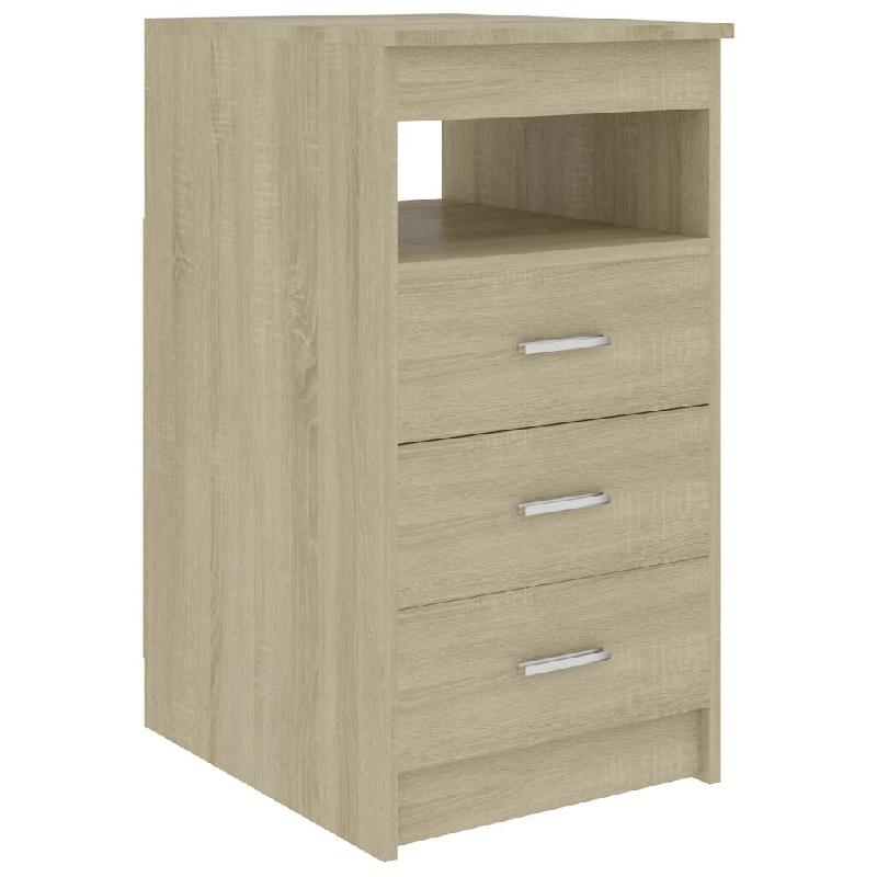 Helloshop26 - Armoire à tiroirs compacte avec étagère rangement 40 x 50 x 76 cm en bois d'ingénierie chêne sonoma 02_0047698 - Bois massif 300023_0