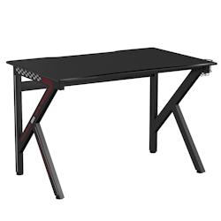 Helloshop26 - Bureau gamer table informatique 115 x 75 x 76 cm avec porte-gobelet stable k cadre en acier robuste noir 20_0005672 - 3000200623020_0