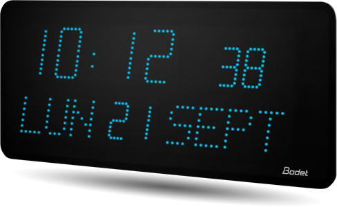 Horloge LED Style II 10S Date, alimentation 230V, Radio ALS et DCF, LED bleue - BODET_0