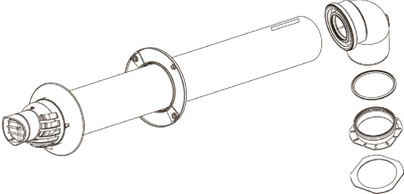 Kit ventouse horizontale - diamètre 60/100 mm - polypropylène PVC blanc - 0,83m - réf 7716900750_0