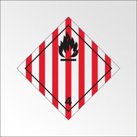 LOT DE 2 - PLAQUE ADR - TRANSPORT SOLIDE INFLAMMABLE - DANGER CLASSE 4 - 250 X 250 MM - VINYLE