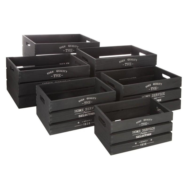 Lot de 6 caisses cagettes Facto 40 cm - Noir - Paris Prix_0