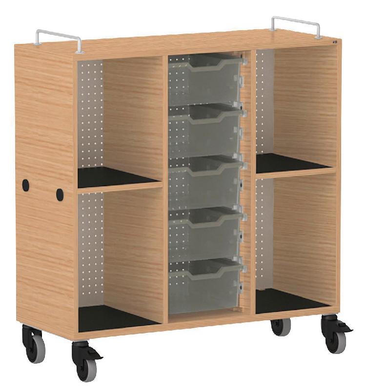 MEUBLE BAS SHIFT+ LANDSCAPE MÉLA POUR CARTABLES 4 CASES - CHÊNE - GRIS TERRE - MANUTAN COLLECTIVITÉS