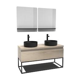MOB-IN - Meuble de salle de bain bois et métal avec vasques noires en céramique et miroirs WILL - 3760232702352_0