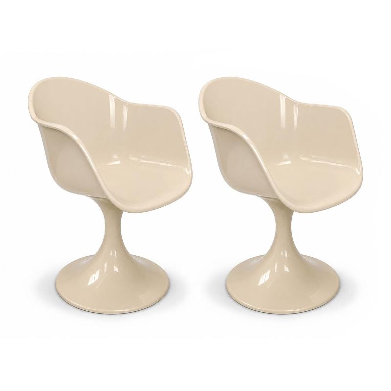 Now's Home - Lot de deux fauteuils de table resine acrylique vison 61x53xht80.5 glam - 3256390255132_0