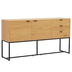 Oviala Business Buffet 2 portes et 3 tiroirs décor mélaminé 160 cm bois et noir - marron Bois massif 112093_0