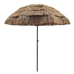 Oviala Business Parasol droit inclinable rond D.1,95 m - marron acier 114883_0