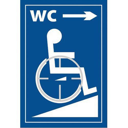PANNEAU BRAILLE ET RELIEF WC HANDICAPÉ FLÈCHE DROITE BLEU