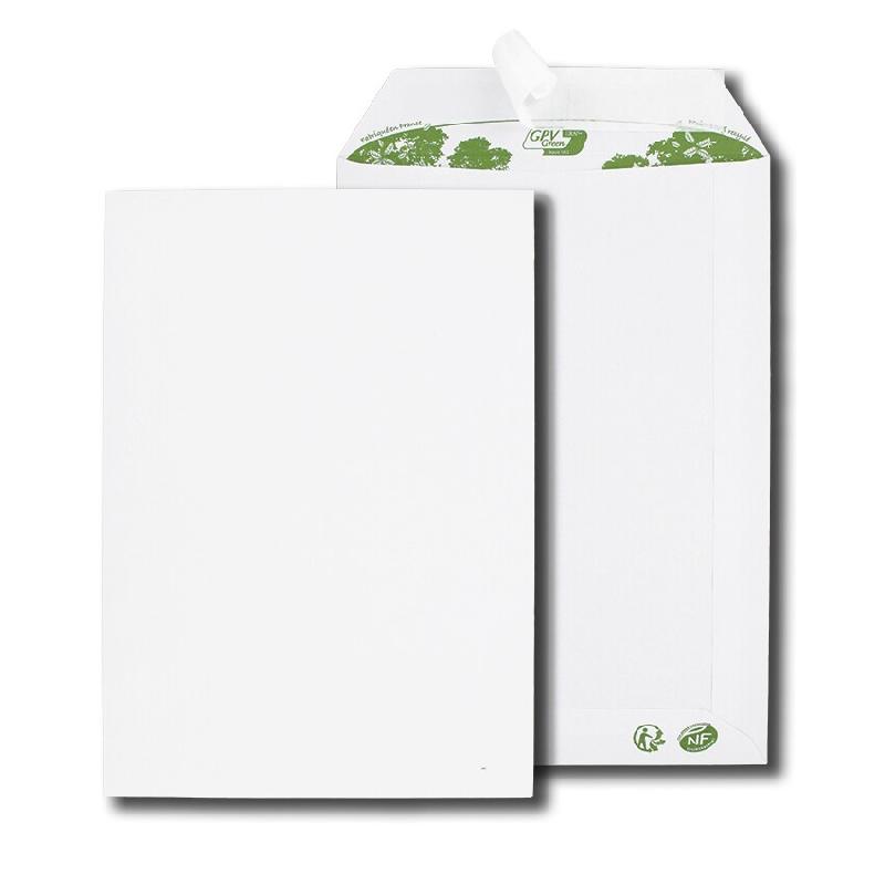 Paquet de 10 pochettes extra blanches 100% recyclées C5 162x229 90 g/m² bande de protection GPV Green® - blanc papier 32124_0