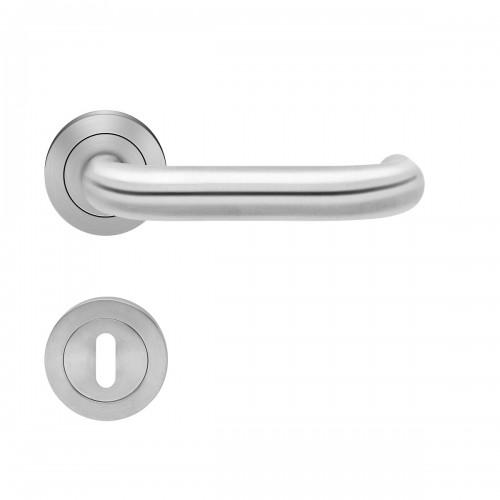 POIGNÉES DE PORTE SUR ROSACES RONDES SÉRIE ER17 CRÈTE XL - INOX SATINÉ -CLÉ L KARCHER DESIGN