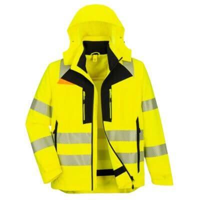 PORTWEST DX466 PARKA 4 EN 1 DX4 HI-VIS JAUNE/NOIR - TAILLE S