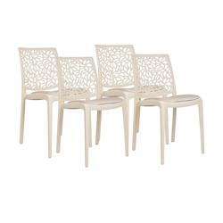 RATTATAN Lot de 4 chaises en polypropylène avec coussin, empilables, design moderne pour cuisine, salle à manger, bar ou restaurant – Anna – Cr_0
