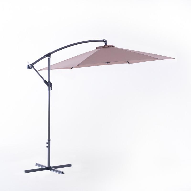 RATTATAN Parasol de jardin extérieur, hexagonal, ouverture manuelle avec manivelle, toile en polyester, structure en métal peint – Ponente – Tau_0