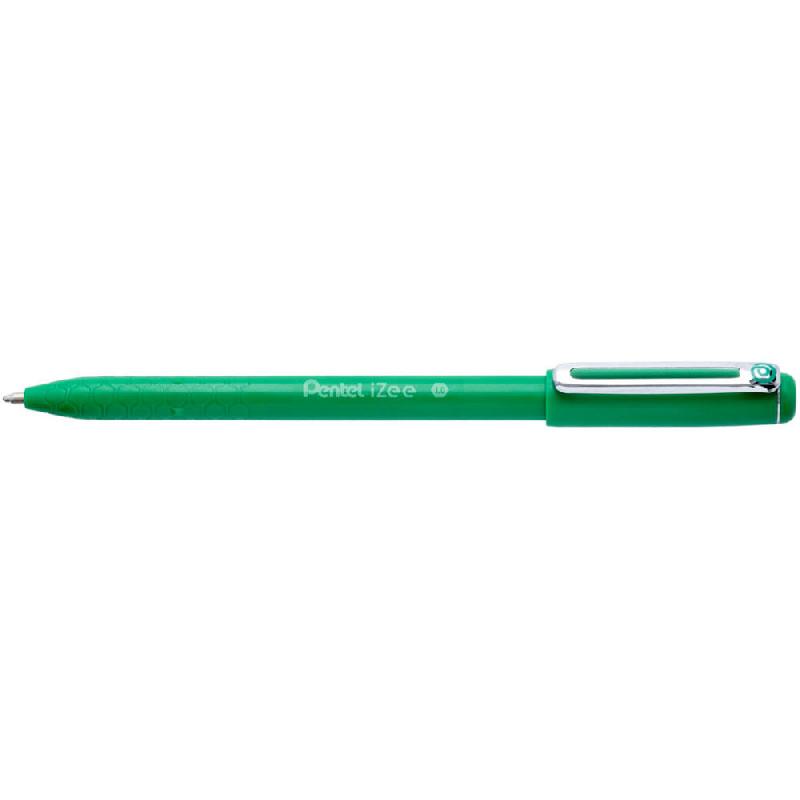 STYLO BILLE PENTEL IZEE A CAPUCHON - POINTE LARGE 1 MM - VERT - LOT DE 2