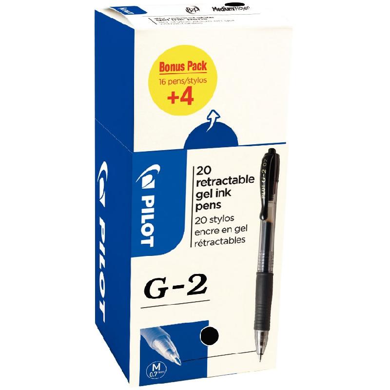 STYLOS G2 PILOT - NOIR - ECOPACK 20 DONT 4 OFFERTS