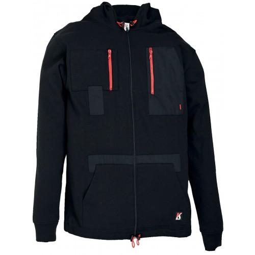 SWEAT ZIPPÉ MULTIPOCHES À CAPUCHE SPEED EN COTON ET POLYESTER - NOIR - TAILLE S KIPLAY