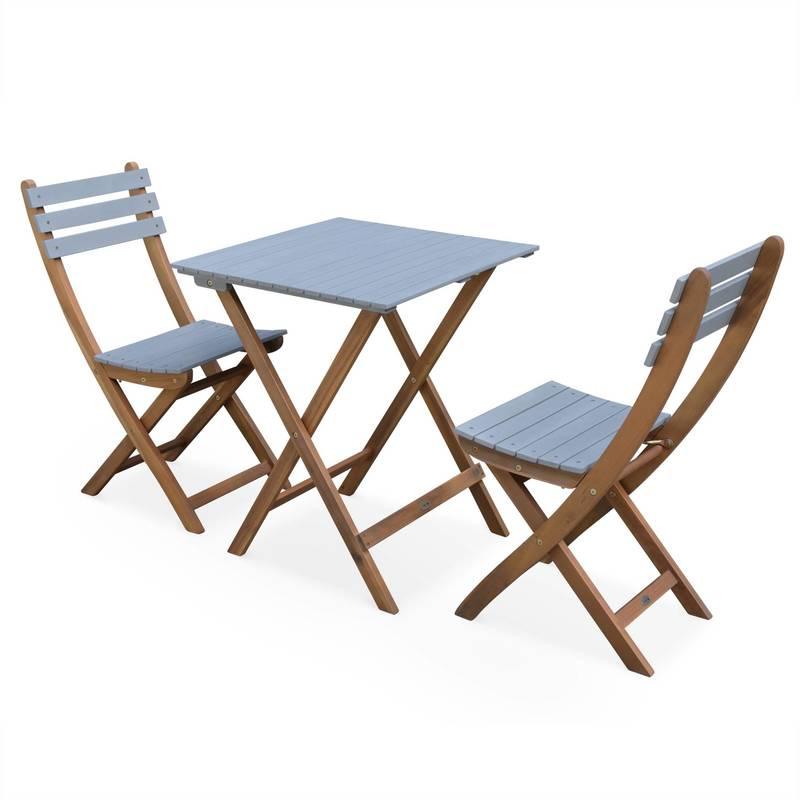 Table De Jardin Bistrot 60x60cm Barcelona Bois Gris Clair