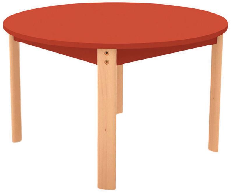 TABLE ERGO RONDE T1 - ROUGE/HÊTRE - MANUTAN COLLECTIVITÉS