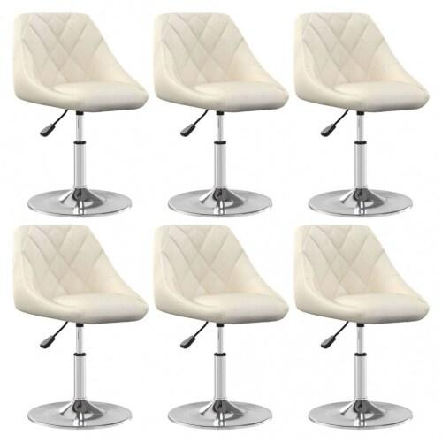 VidaXL Chaises pivotantes à manger lot de 6 Crème Velours Modèle Yvania - 3088768XL_0