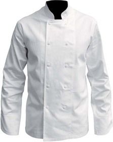 16AP110 - Veste de cuisine blanche en coton avec pressions et poches - P.B.V_0