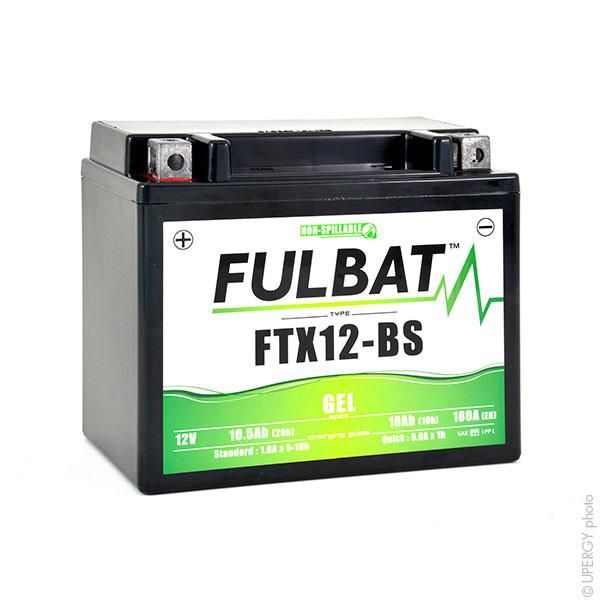 Batterie moto gel YTX12-BS / FTX12-BS 12V 10Ah - Fulbat - Plomb Gel sans entretien, 100% étanche et haute performance_0