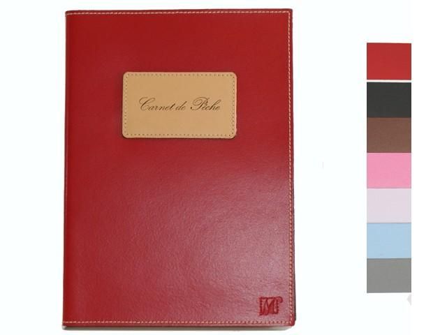 CARNET DE PÊCHE EN CUIR ROUGE (COULEUR CUIR PLEINE FLEUR: MARRON)