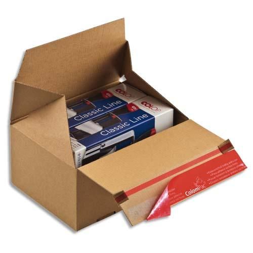 Colompac carton d'expédition eurobox s brun simple cannelure, fermeture adhésive l14,5 x h14 x p9,5 cm_0