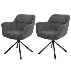 Décoshop26 - Lot de 2 chaises de salle à manger pivotante auto-positionnement en velours côtelé gris 04_0007361 - gris 3000262079537_0