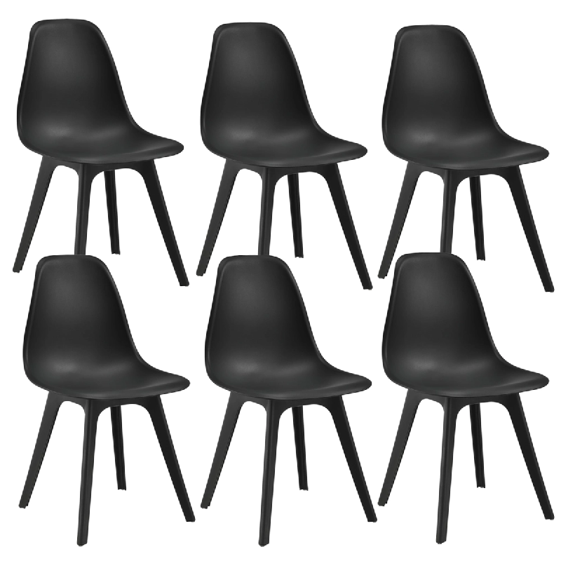 Décoshop26 - Set de 6 Chaises Design Chaise de Cuisine Chaise de Salle à Manger Plastique Noir 03_0003730 - noir 3000444499788_0