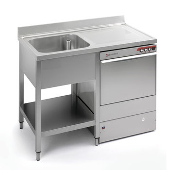 Dessus de plonges pour bâti - Sammic - inox AISI 304 avec évier, égouttoir et trou vide-ordure - Dimensions 600 mm et 700 mm_0