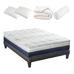 Ensemble   Matelas Mémoire de forme + Sommier + Accessoires 160x200 cm CASTELLANE BELLECOUR - blanc Mousse à mémoire de forme 4BC.OC.K15.K.1620_0