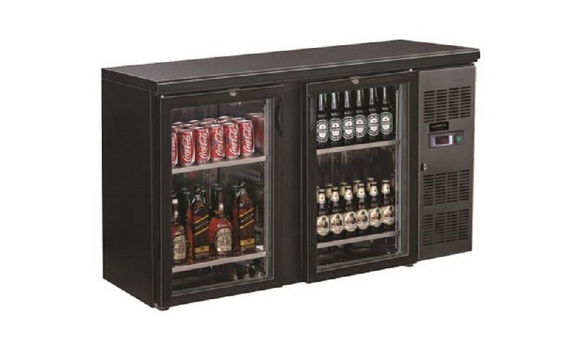 Frigo de bar noir 2 portes vitrées - groupe sur le côté - 7450.0335 - 350L - Plage de température +2/+8°C_0