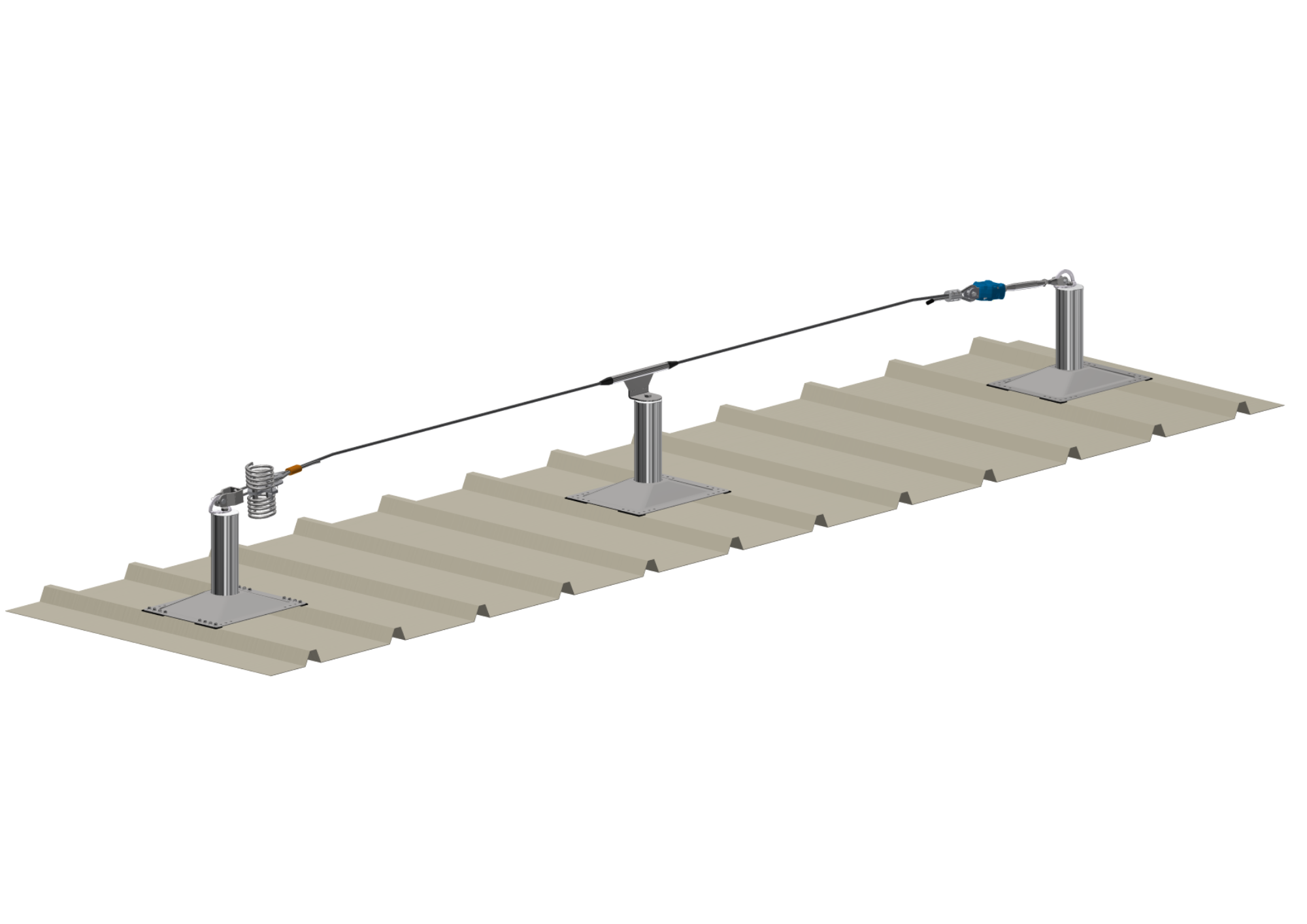 Ligne de vie à chariot inox pour bac sec et panneau sandwich - dispositif d'ancrage horizontal avec absorbeur d'énergie intégré_0