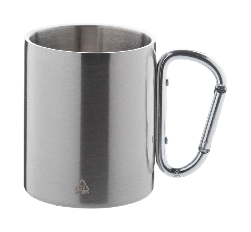 Mug thermos - double paroi en acier inoxydable recyclé - poignée mousqueton en aluminium recyclé - 300 ml_0