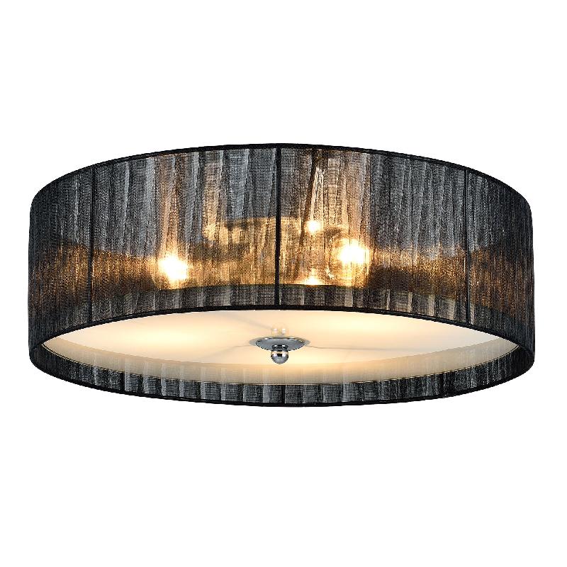 Plafonnier moderne lustre design lampe à suspension salon diamètre 40 cm tissu verre noir blanc 03_0005937