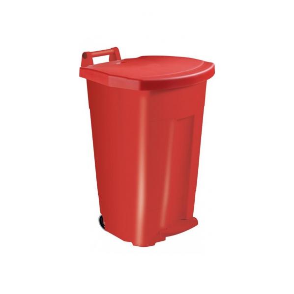 Poubelle mobile à pédale 90 litres - corps couleur Rouge_0
