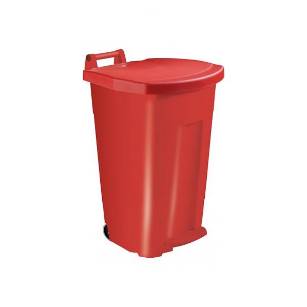Poubelle mobile à pédale 90 litres - corps rouge - modèle BOOGY - tri sélectif - méthode HACCP_0