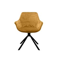 SalesFever Fauteuil avec matelassage | Fonction de rotation à 360 degrés | Couverture en velours | Cadre en métal |L64xP63xH82cm |jaune moutarde–_0