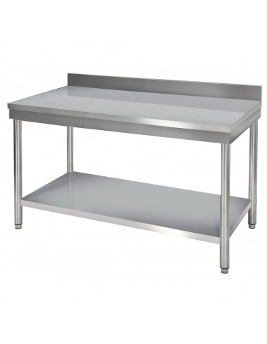 Table inox adossée avec étagère basse -  tm1260_0