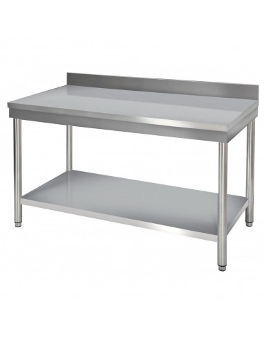 Table inox adossée avec étagère basse - TM1260_0