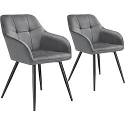 TecTake GmbH tectake Lot 2 chaises rembourrées en velours matelassé et dossier continu gris - 405768 - gris 405768_0
