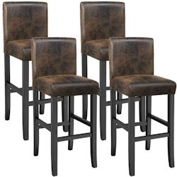Tectake Chaise de bar - marron foncé, Lot de 4 - 403585 - marron Bois massif 403585_0