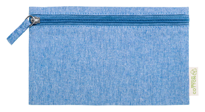 Trousse de toilette zippée en coton recyclé - 100% coton recyclé - Couleur bleu - Poids 18g_0