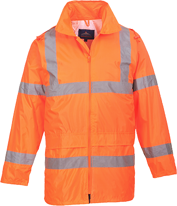 Veste de pluie réfléchissante hi-vis orange H440 - Certifiée CE, résistante au vent, avec capuche détachable, taille L_0