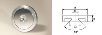 Aimant permanent - base magnétique en néodyme IMA Ø63 mm - 140 kg de force - système avec trou passant_0