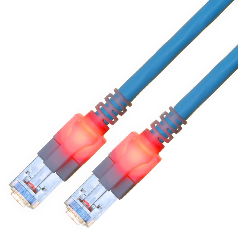 Cordon EasyLan DualBoot LED Cat.6 (Classe E) S/FTP, LSOH, bleu, 7 m_0