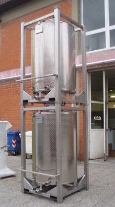 Cuves palettisables empilables - Cuves à huiles et lubrifiants - Toscana Innox - Capacité 600 à 1200 litres - Cylindrique verticale en acier inox AISI 304_0